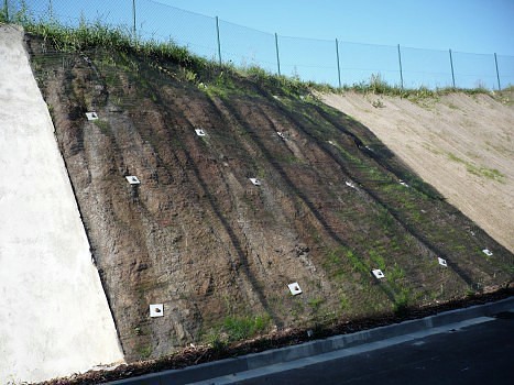 Georohož Trinter se lehce přizpůsobuje terénu a je umístěn těstě pod povrchem svahu
