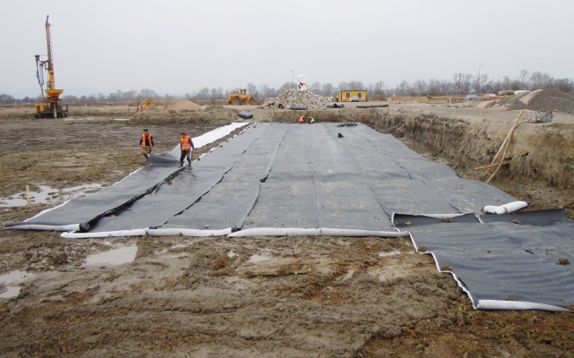 Odvodnění základové desky bioplynové stanice v Bošanech