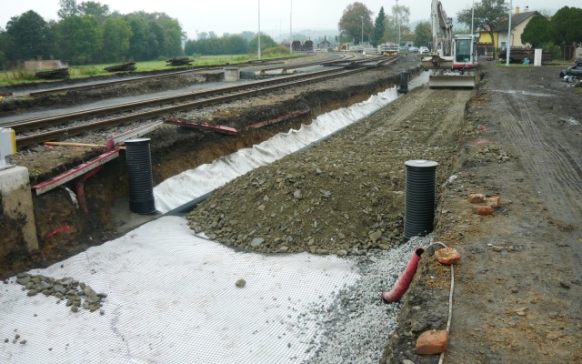 Stabilizace podloží pod železniční tratí v Bylnici