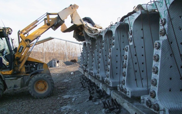 Mostní opěry z vyztužené zeminy na dálnici D1 u Levoče