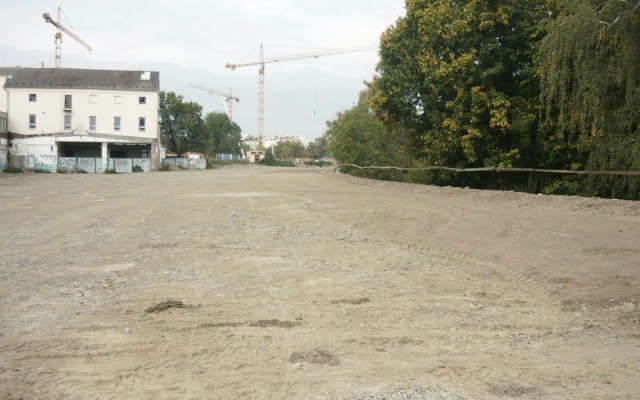 Strmý svah na nové tramvajové trati v Olomouci