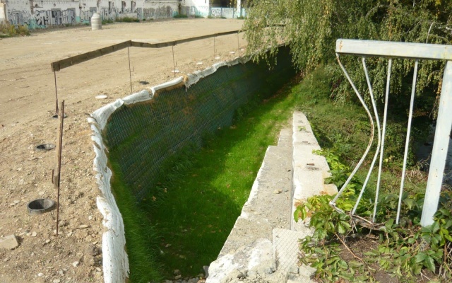 Strmý svah na nové tramvajové trati v Olomouci
