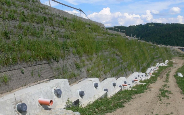 Vyztužené svahy pod dálnicí D3 v úseku Svrčinovec - Skalité