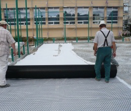 Stabilizace zemní pláně volejbalového hřiště v Kyjově